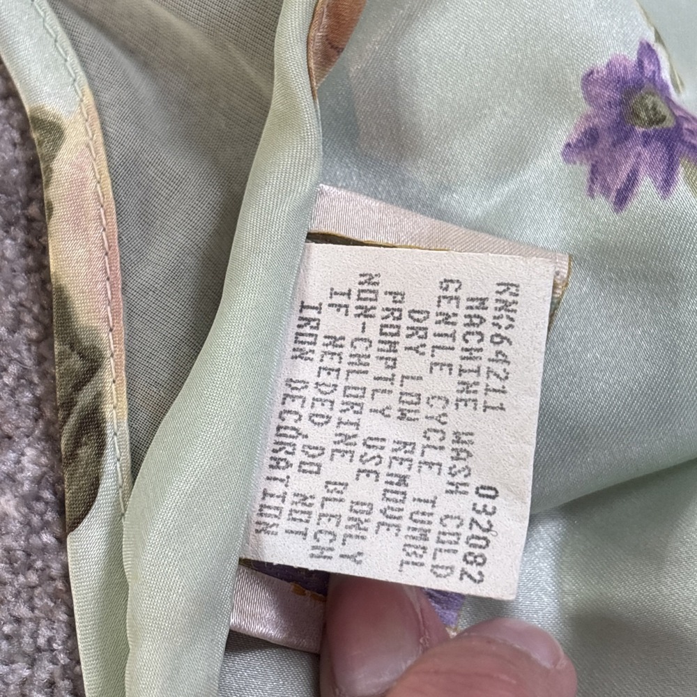 Vintage California Dynasty Babydoll Nightgown M Green Floral‎ Y2K Romantic Slip - Picture 7 of 8